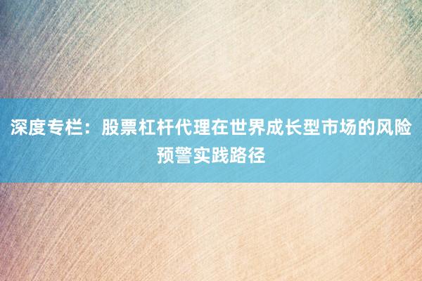 深度专栏：股票杠杆代理在世界成长型市场的风险预警实践路径