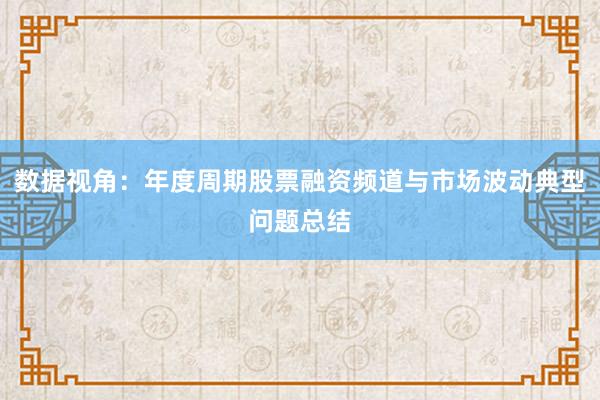 数据视角：年度周期股票融资频道与市场波动典型问题总结
