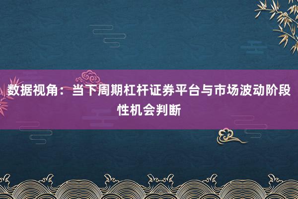 数据视角:当下周期杠杆证券平台与市场波动阶段性机会判断
