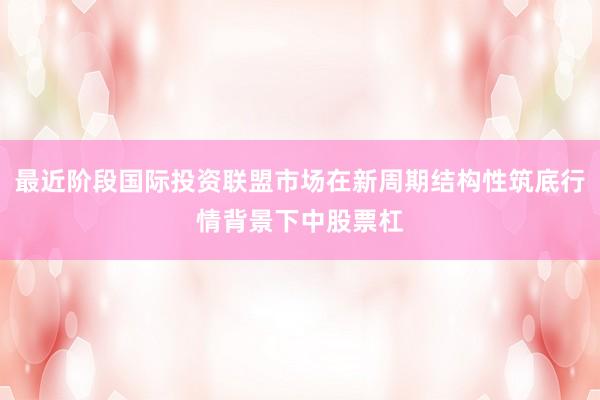 最近阶段国际投资联盟市场在新周期结构性筑底行情背景下中股票杠