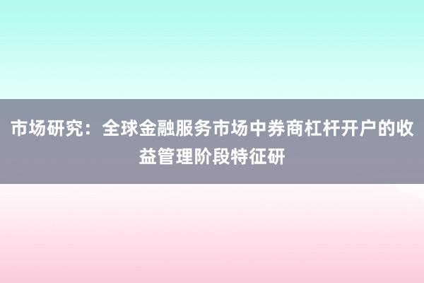 市场研究：全球金融服务市场中券商杠杆开户的收益管理阶段特征研