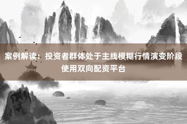案例解读：投资者群体处于主线模糊行情演变阶段使用双向配资平台