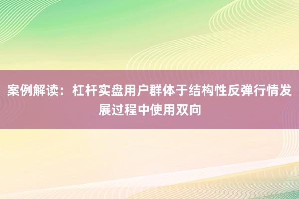 案例解读：杠杆实盘用户群体于结构性反弹行情发展过程中使用双向