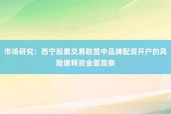 市场研究：西宁股票交易联盟中品牌配资开户的风险缓释资金面观察