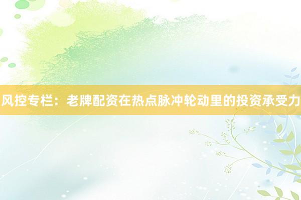 风控专栏:老牌配资在热点脉冲轮动里的投资承受力
