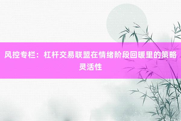 风控专栏：杠杆交易联盟在情绪阶段回暖里的策略灵活性