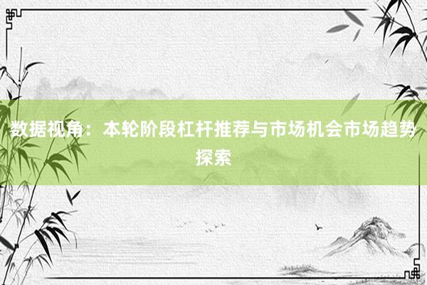 数据视角：本轮阶段杠杆推荐与市场机会市场趋势探索