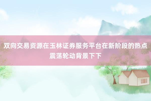 双向交易资源在玉林证券服务平台在新阶段的热点震荡轮动背景下下