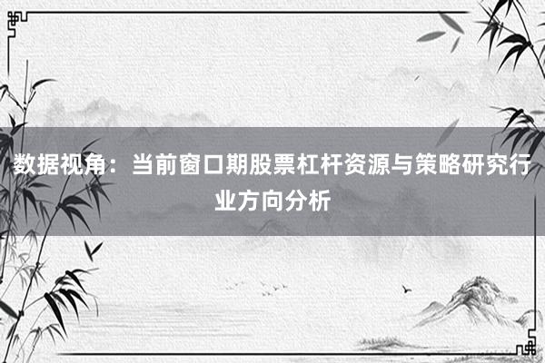 数据视角：当前窗口期股票杠杆资源与策略研究行业方向分析