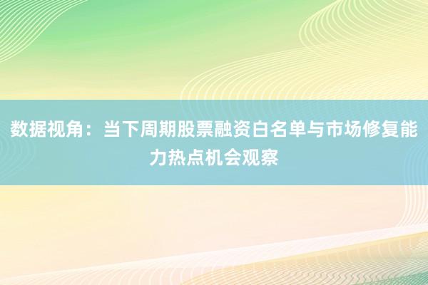 数据视角：当下周期股票融资白名单与市场修复能力热点机会观察