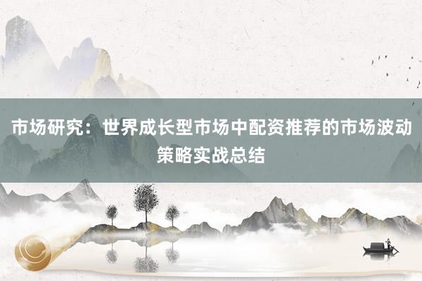 市场研究：世界成长型市场中配资推荐的市场波动策略实战总结