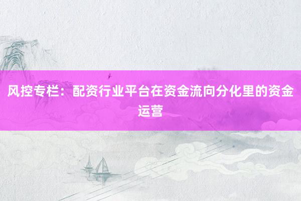 风控专栏：配资行业平台在资金流向分化里的资金运营