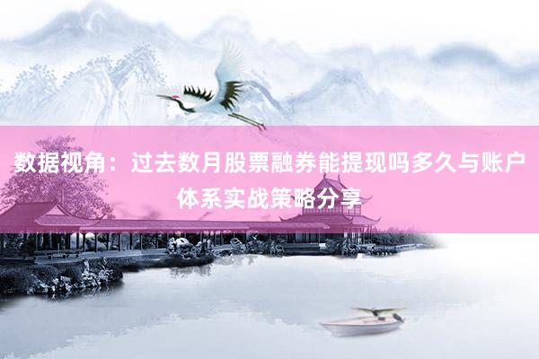 数据视角：过去数月股票融券能提现吗多久与账户体系实战策略分享