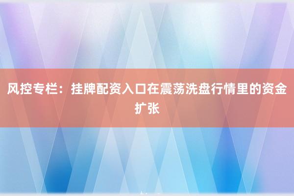 风控专栏:挂牌配资入口在震荡洗盘行情里的资金扩张
