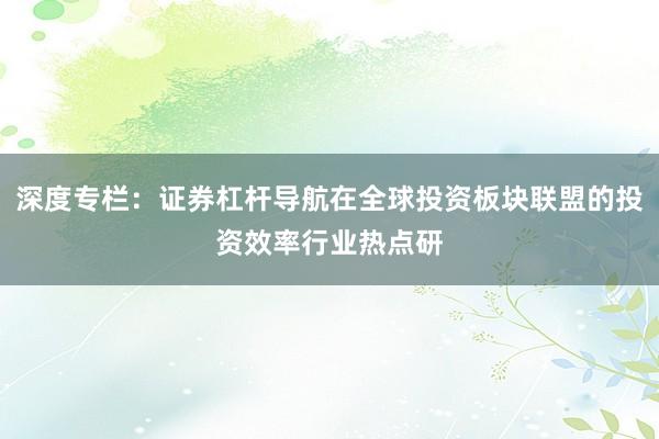 深度专栏：证券杠杆导航在全球投资板块联盟的投资效率行业热点研
