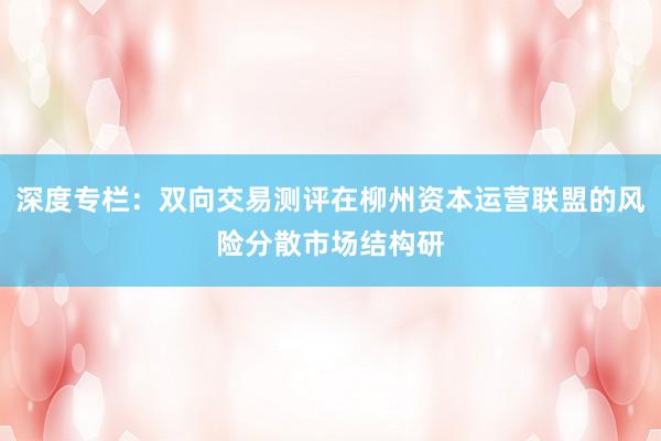 深度专栏：双向交易测评在柳州资本运营联盟的风险分散市场结构研