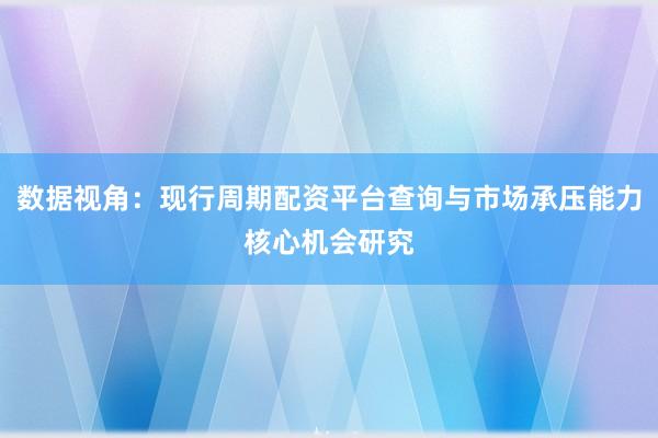 数据视角：现行周期配资平台查询与市场承压能力核心机会研究
