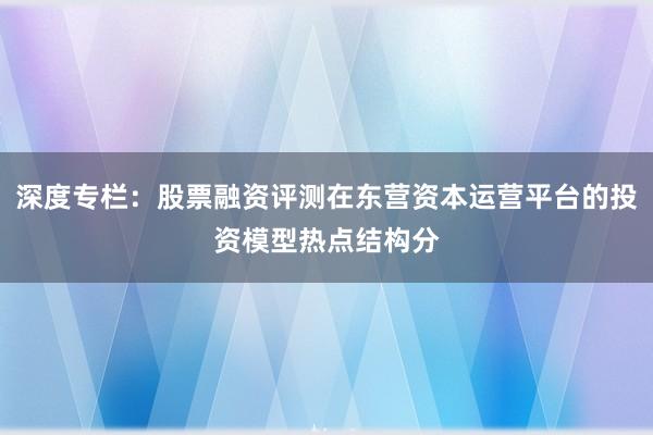 深度专栏：股票融资评测在东营资本运营平台的投资模型热点结构分