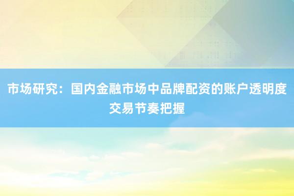市场研究：国内金融市场中品牌配资的账户透明度交易节奏把握