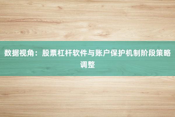 数据视角：股票杠杆软件与账户保护机制阶段策略调整