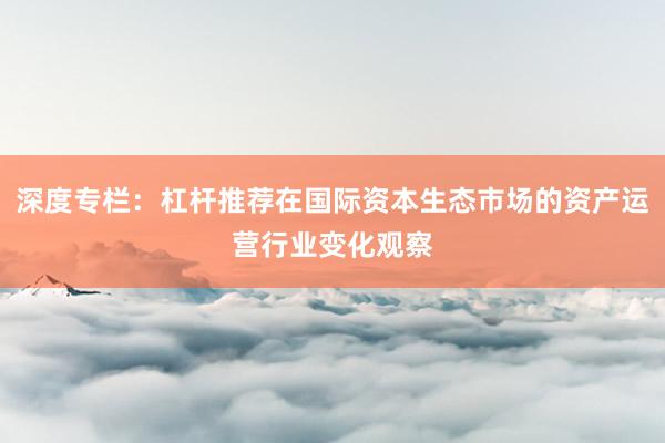 深度专栏：杠杆推荐在国际资本生态市场的资产运营行业变化观察