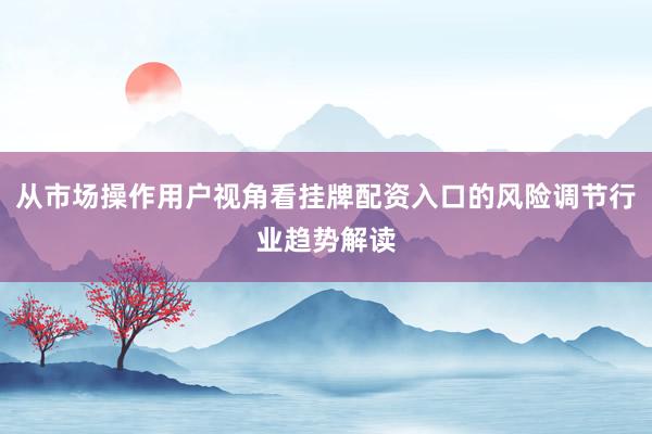 从市场操作用户视角看挂牌配资入口的风险调节行业趋势解读