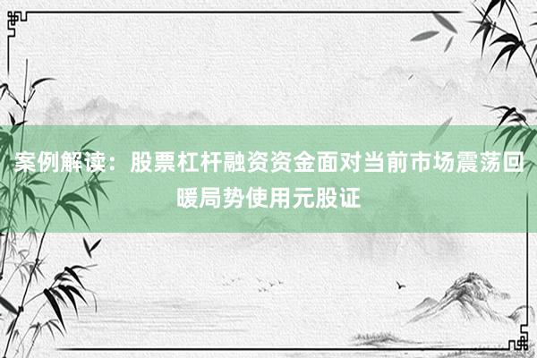 案例解读：股票杠杆融资资金面对当前市场震荡回暖局势使用元股证
