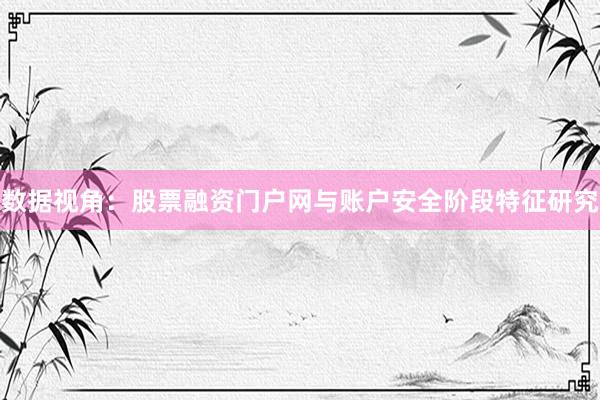 数据视角：股票融资门户网与账户安全阶段特征研究