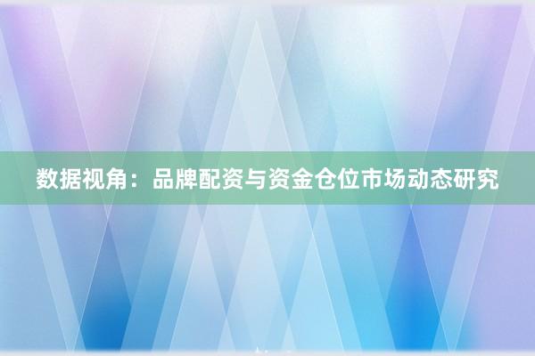数据视角：品牌配资与资金仓位市场动态研究