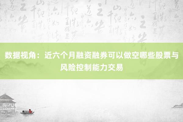 数据视角：近六个月融资融券可以做空哪些股票与风险控制能力交易
