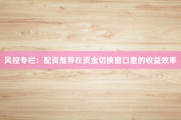 风控专栏:配资推荐在资金切换窗口里的收益效率