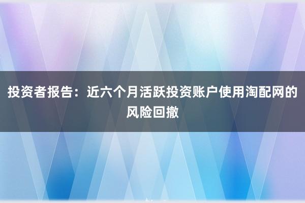 投资者报告：近六个月活跃投资账户使用淘配网的风险回撤