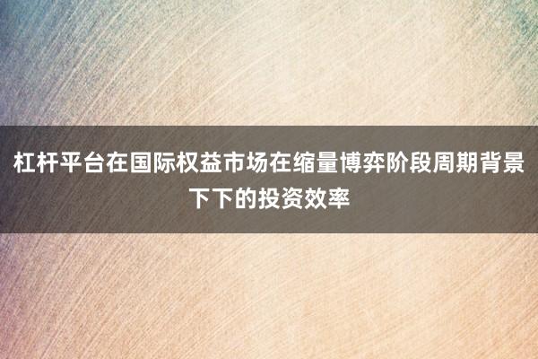 杠杆平台在国际权益市场在缩量博弈阶段周期背景下下的投资效率