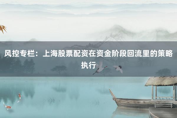 风控专栏：上海股票配资在资金阶段回流里的策略执行