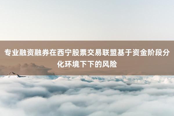 专业融资融券在西宁股票交易联盟基于资金阶段分化环境下下的风险