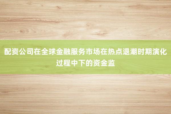 配资公司在全球金融服务市场在热点退潮时期演化过程中下的资金监