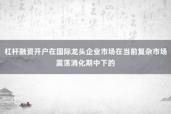 杠杆融资开户在国际龙头企业市场在当前复杂市场震荡消化期中下的