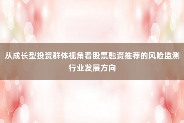 从成长型投资群体视角看股票融资推荐的风险监测行业发展方向