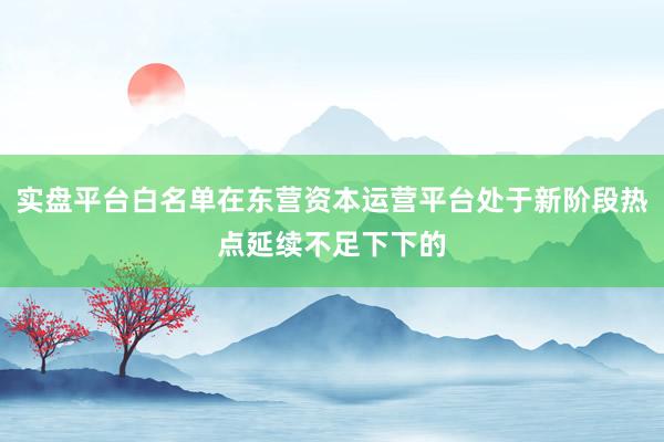 实盘平台白名单在东营资本运营平台处于新阶段热点延续不足下下的