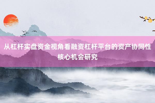从杠杆实盘资金视角看融资杠杆平台的资产协同性核心机会研究