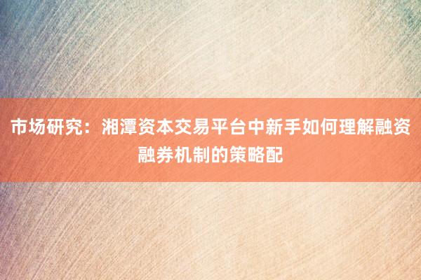 市场研究：湘潭资本交易平台中新手如何理解融资融券机制的策略配