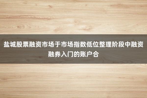 盐城股票融资市场于市场指数低位整理阶段中融资融券入门的账户合