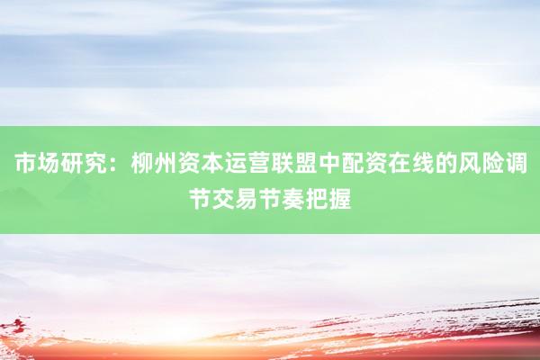 市场研究：柳州资本运营联盟中配资在线的风险调节交易节奏把握