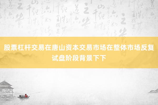 股票杠杆交易在唐山资本交易市场在整体市场反复试盘阶段背景下下