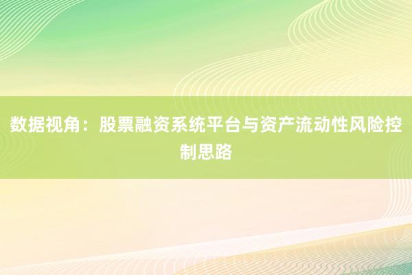 数据视角：股票融资系统平台与资产流动性风险控制思路