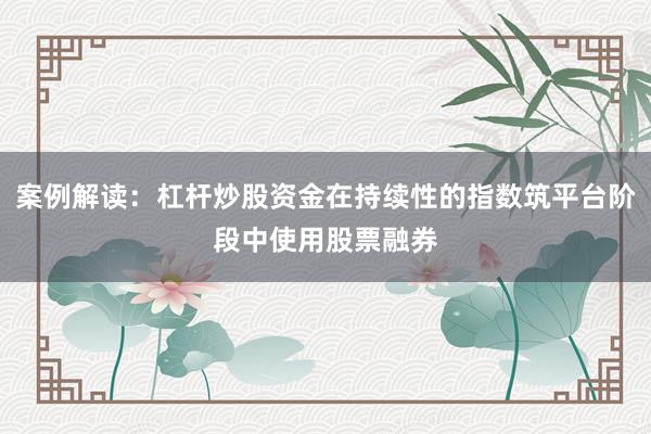 案例解读：杠杆炒股资金在持续性的指数筑平台阶段中使用股票融券