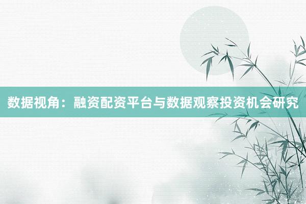 数据视角：融资配资平台与数据观察投资机会研究