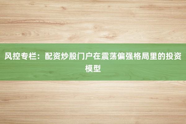 风控专栏：配资炒股门户在震荡偏强格局里的投资模型