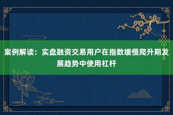 案例解读：实盘融资交易用户在指数缓慢爬升期发展趋势中使用杠杆