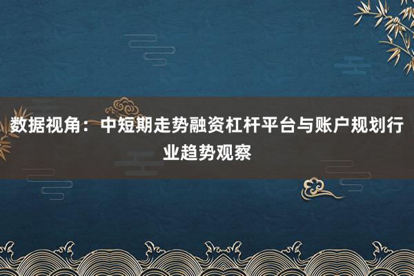 数据视角：中短期走势融资杠杆平台与账户规划行业趋势观察
